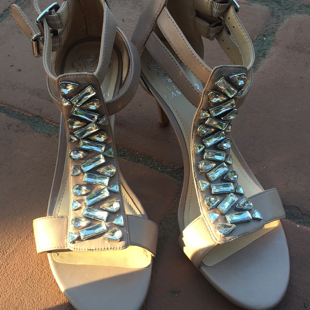 Jeweled sandals with heels